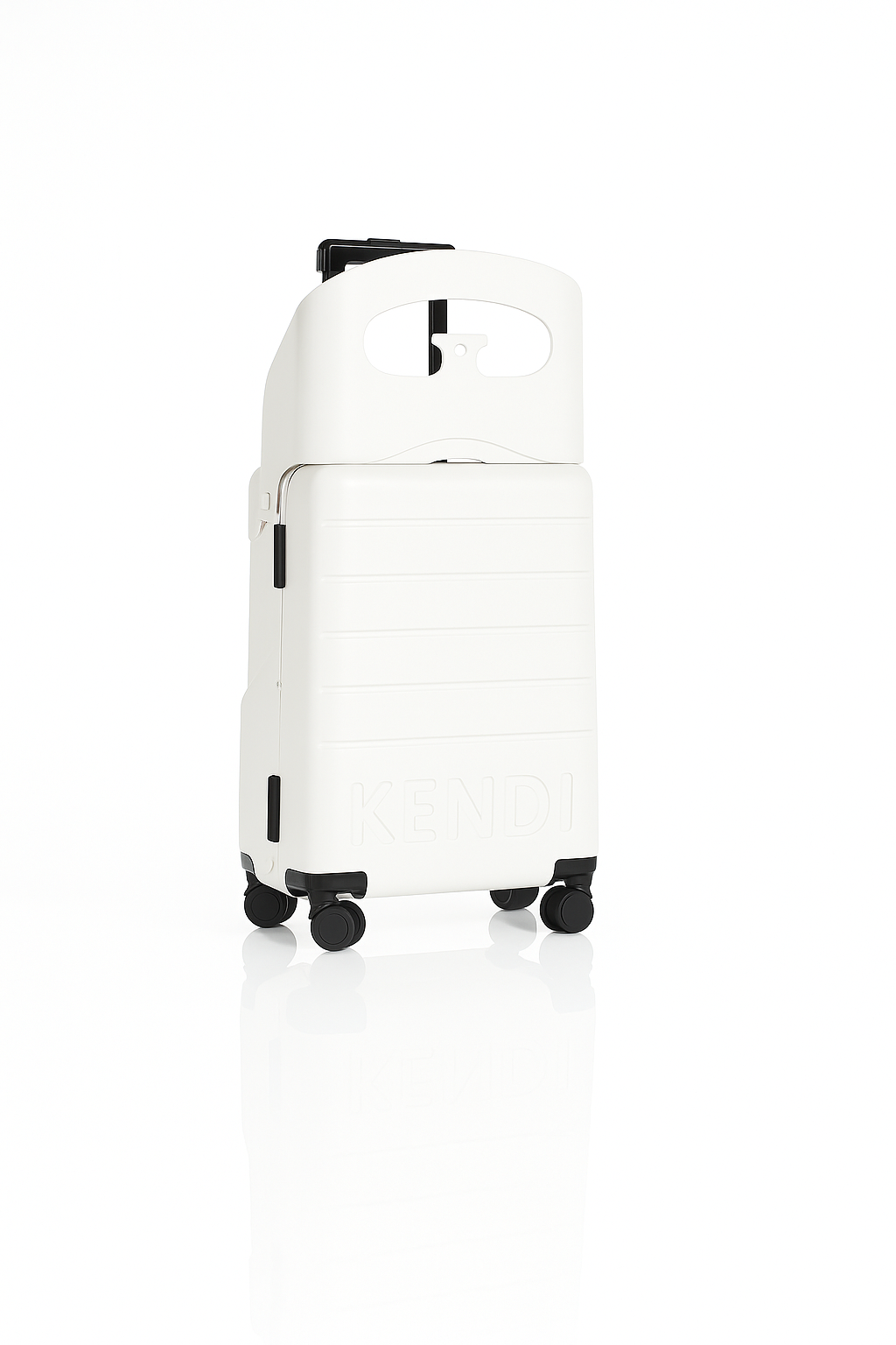 KENDI Premium Ride-On Cabin Suitcase with Aluminium Frame & Built-in Seat – Pearl White