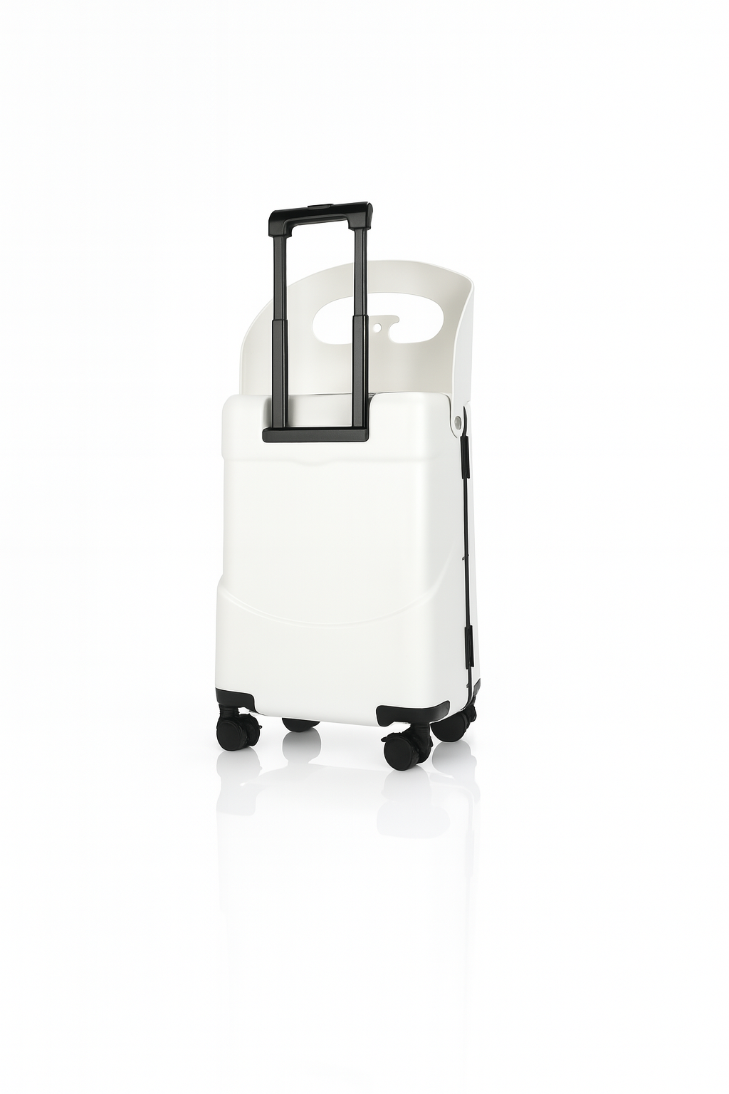 KENDI Premium Ride-On Cabin Suitcase with Aluminium Frame & Built-in Seat – Pearl White