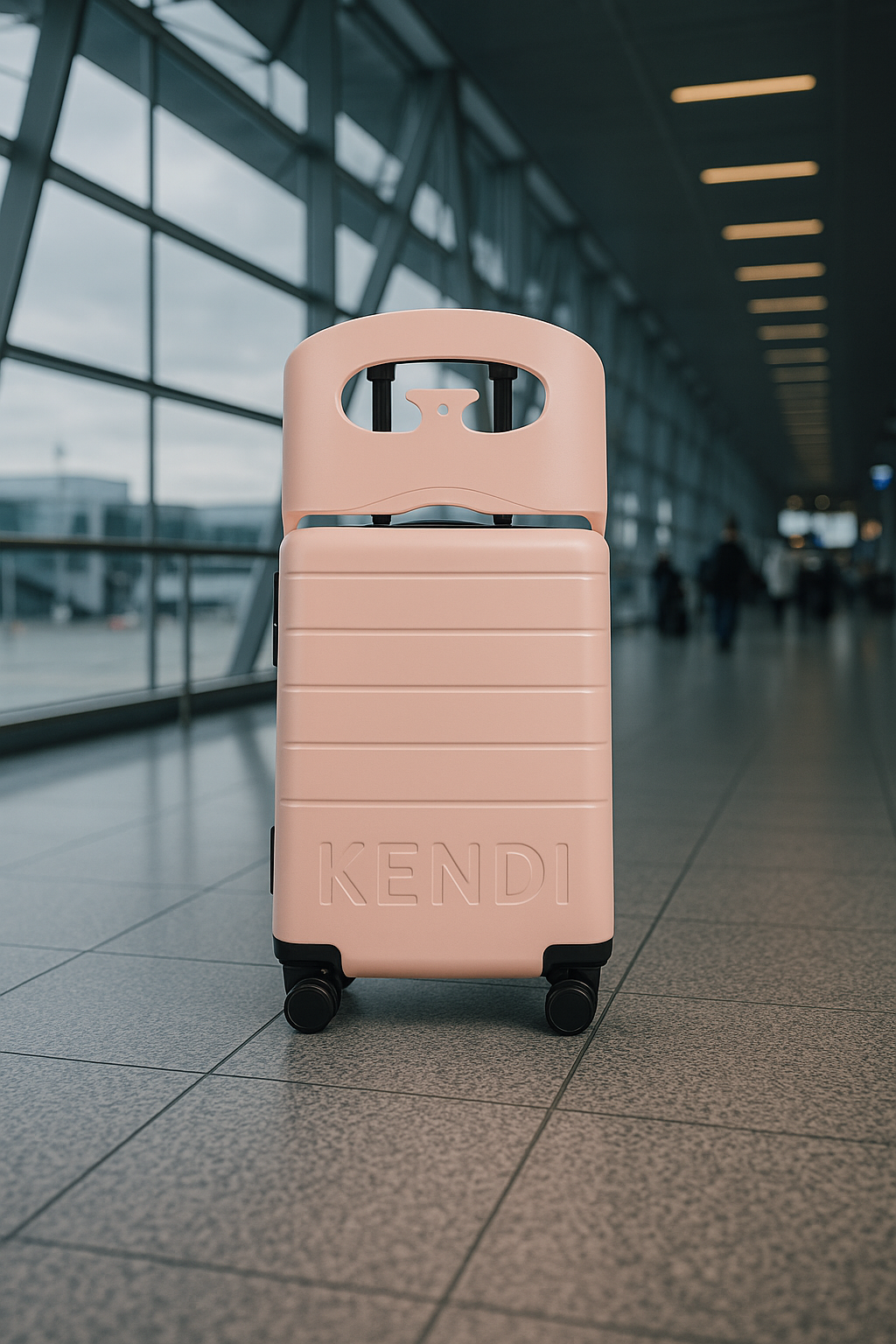 Kendi Premium Ride-On Cabin Suitcase with Aluminium Frame & Built-in Seat – Blush Pink