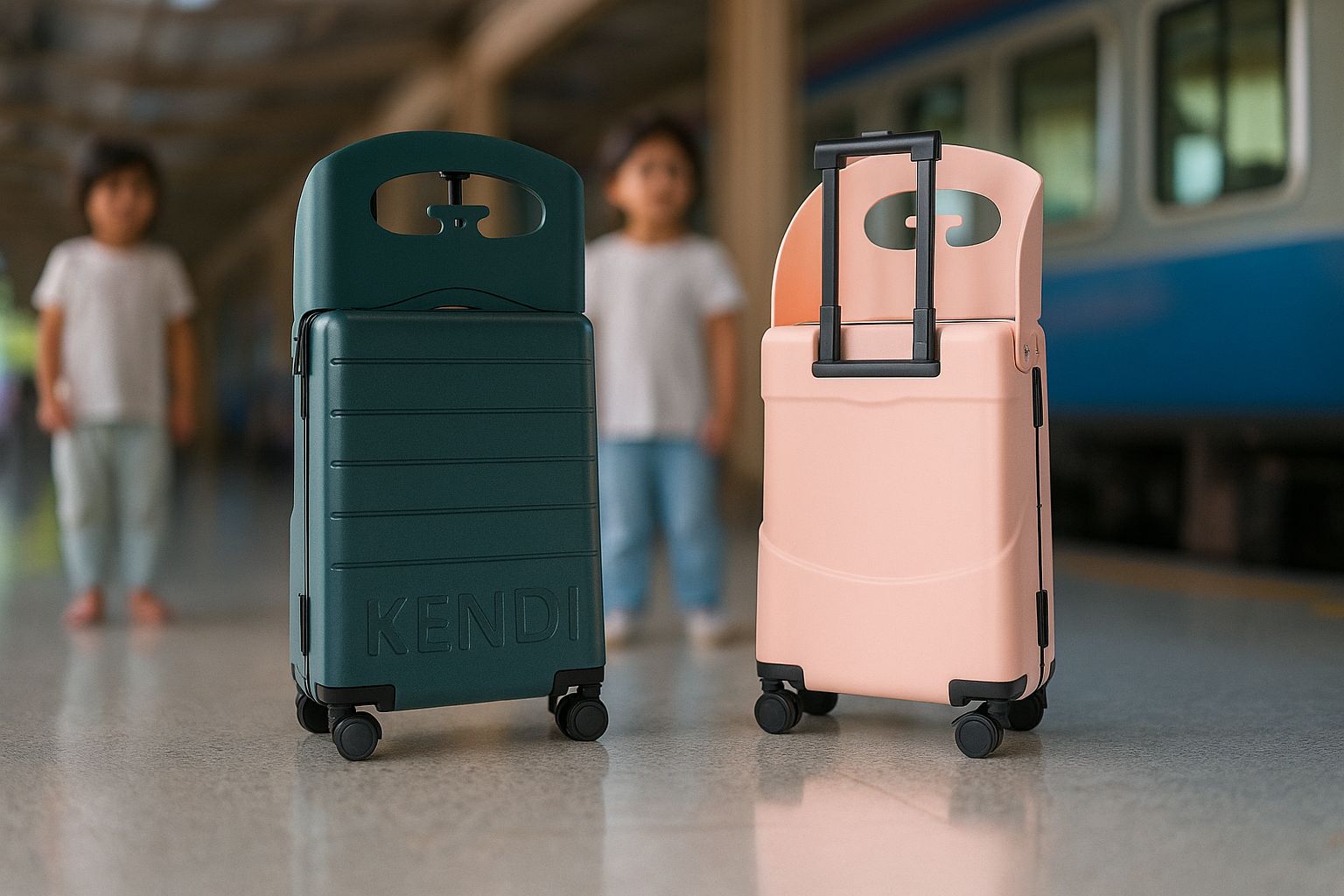 Kendi Premium Ride-On Cabin Suitcase with Aluminium Frame & Built-in Seat – Forest Green