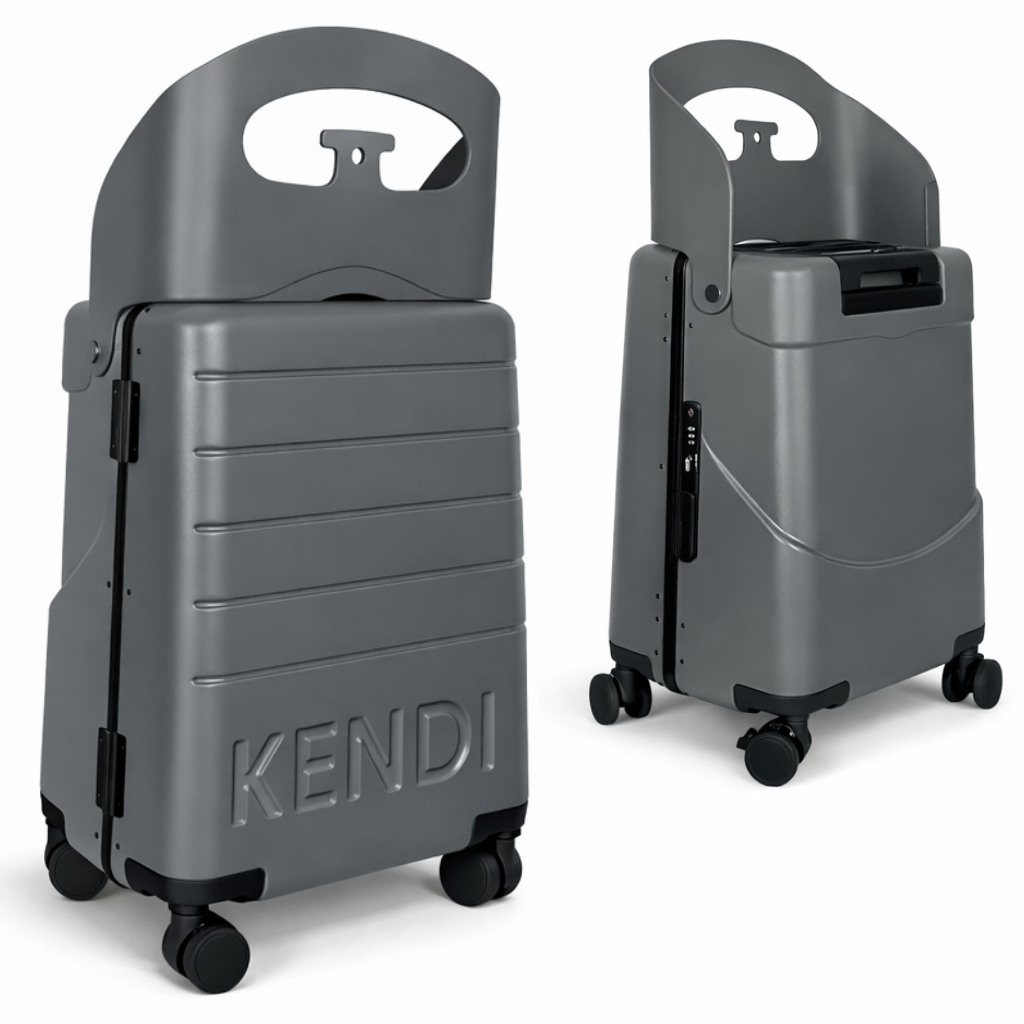 Kendi Ride On Cabin Suitcase with Seat for Kids and Adults Charcoal Grey