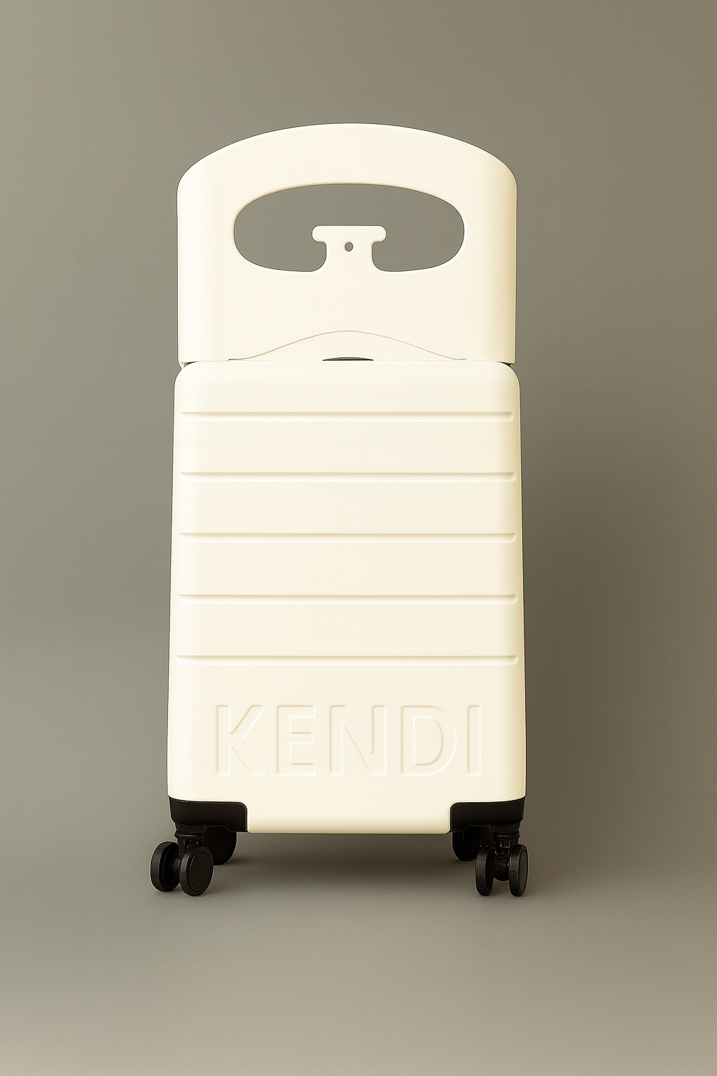 KENDI Premium Ride-On Cabin Suitcase with Aluminium Frame & Built-in Seat – Pearl White