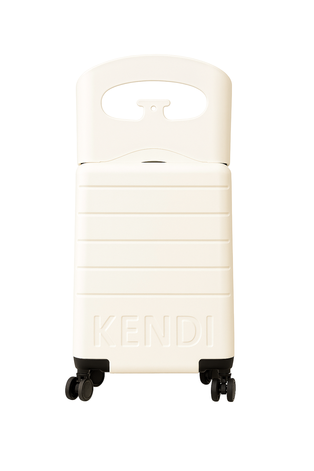 KENDI Premium Carry-On Cabin Suitcase with Aluminium Frame & Built-in Seat – Pearl White