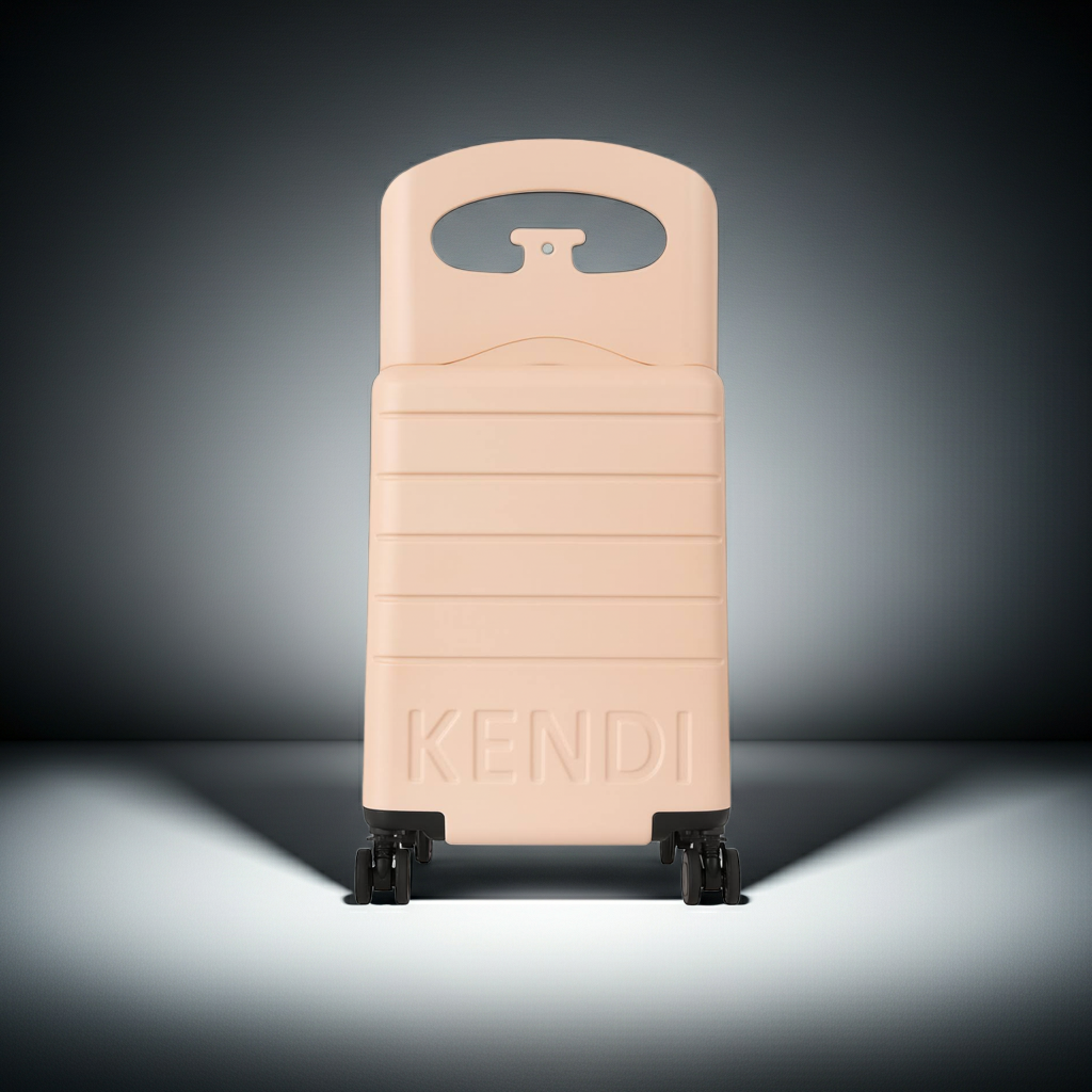 Kendi Ride On Cabin Suitcase with Aluminium Frame and Seat Blush Pink