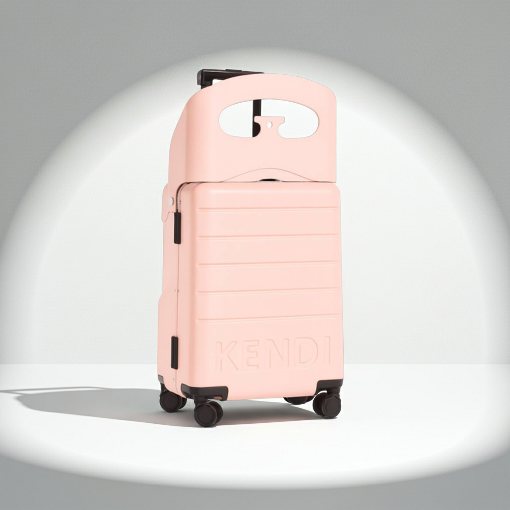 Kendi Ride On Cabin Suitcase with Aluminium Frame and Seat Blush Pink